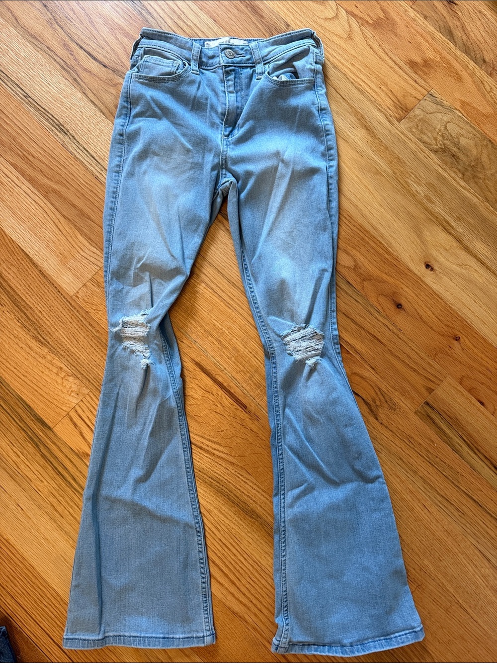 Hollister Light Blue Distressed Flare Jeans